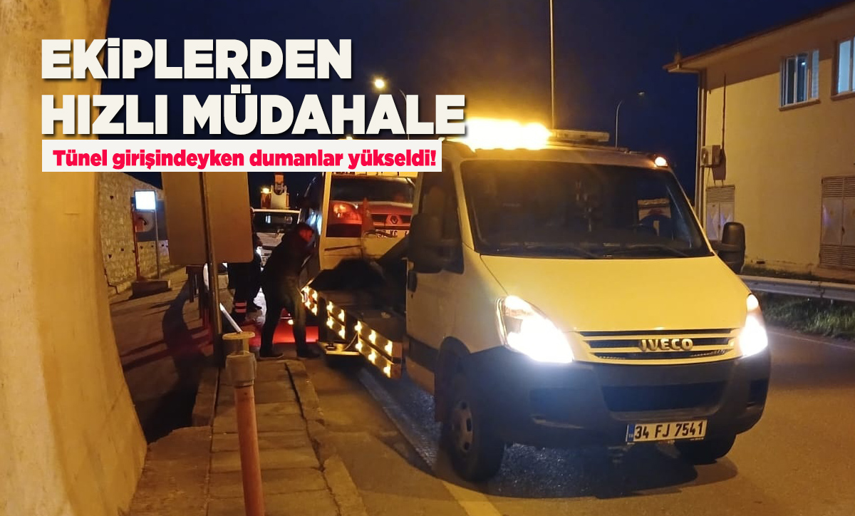 Sinop'ta seyir halindeki araçtan dumanlar yükseldi